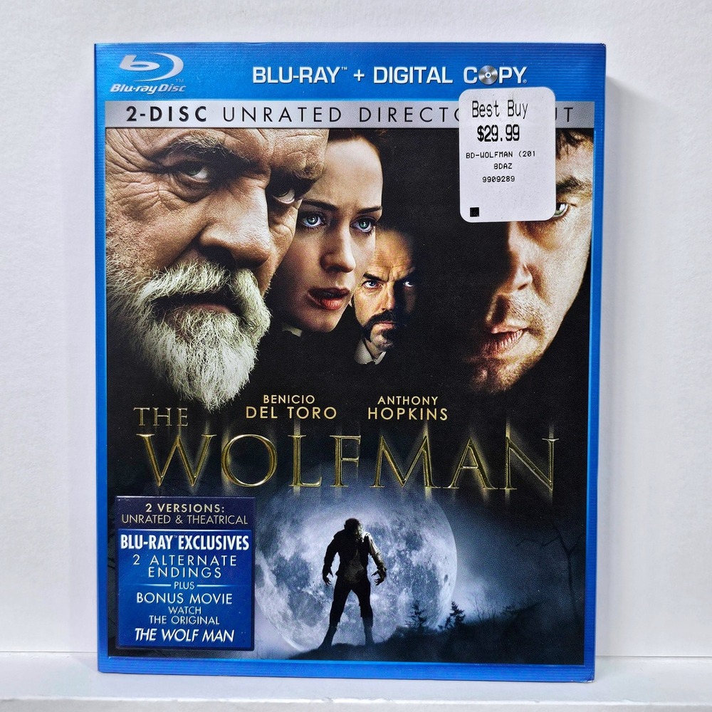 The‎ Wolfman Blu-ray Unrated Director's Cut 2 Disc Benicio Del Toro Hopkins